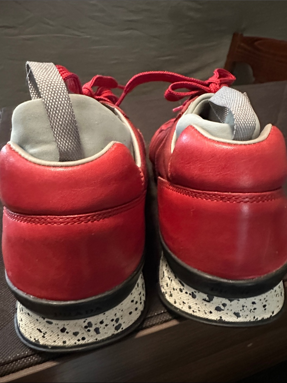 Prada Red Leather Men's Sneakers - Picture 6 of 12